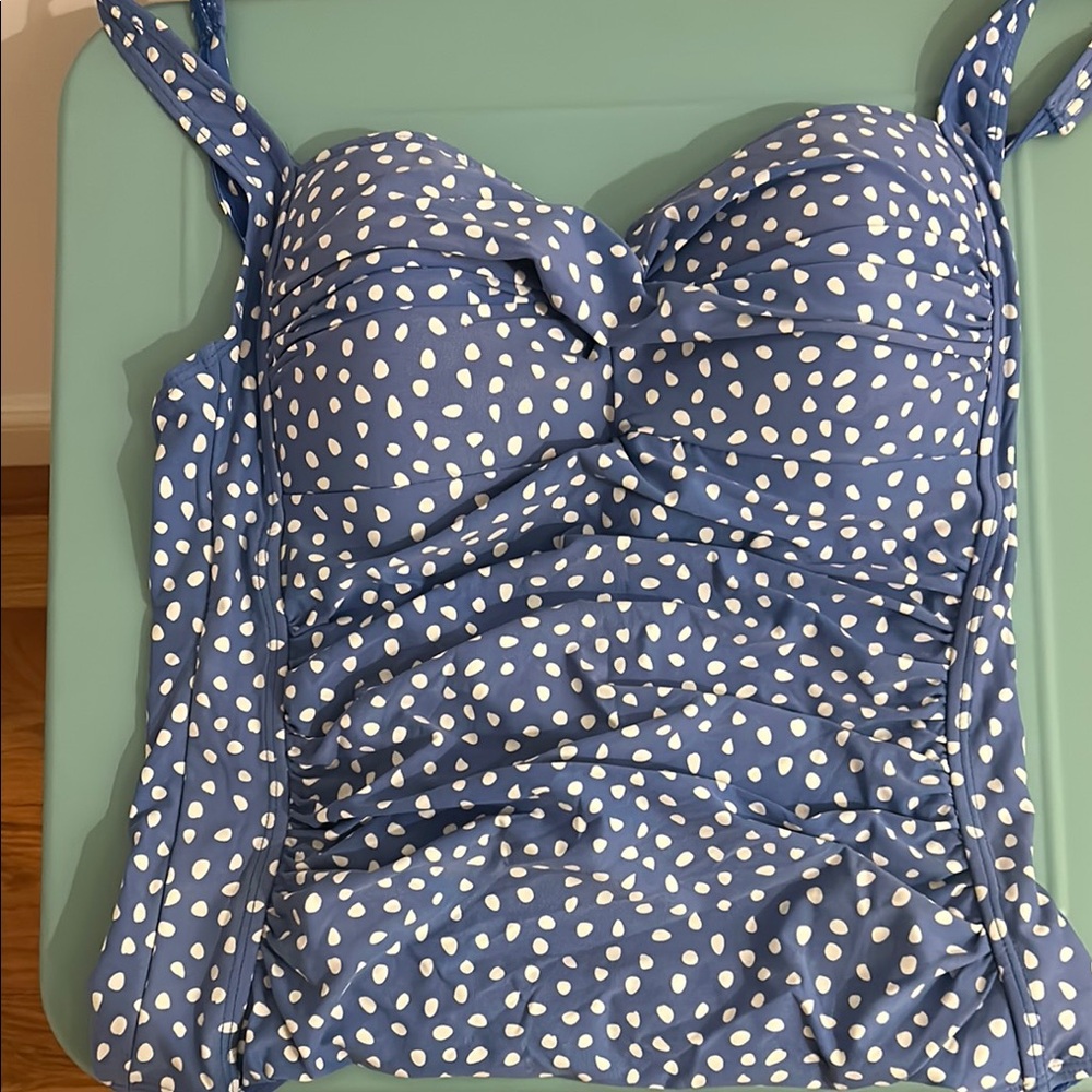 Elegant Blue Polka Dot One-Piece Swimsuit